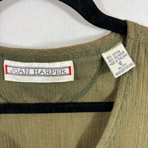 Ladies Vintage Joan Harper Green Sleeveless Blouse Size 12 - Picture 7 of 10